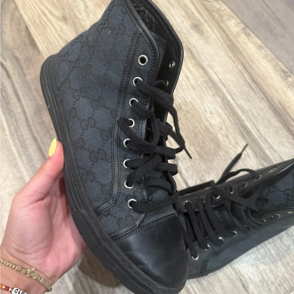 Gucci Black High-Top Sneakers with GG Monogram - Picture 3 of 8